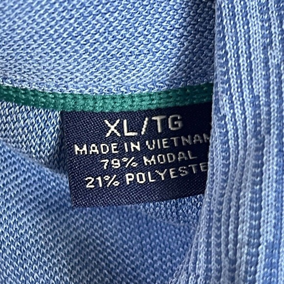 Tommy Bahama Mens XL Short Sleeve Polo Shirt Blue Striped Lightweight Logo‎ - Picture 7 of 10